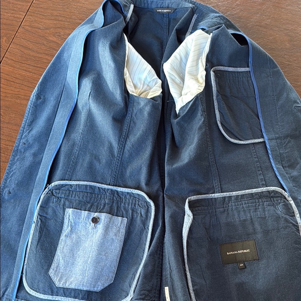 Banana Republic Blue Sport Coat Classic Tailored Style - Picture 5 of 6